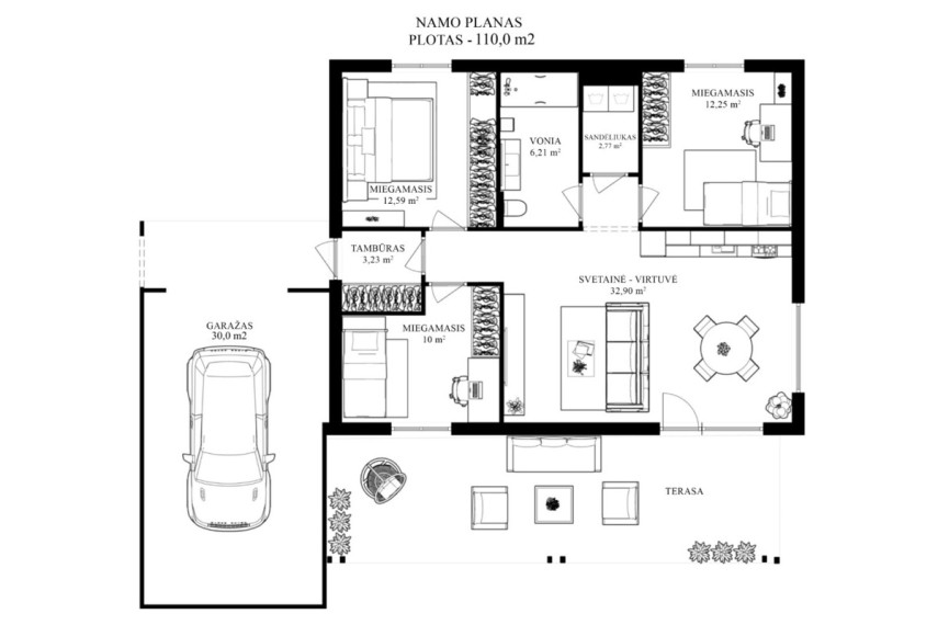 Parduodamas namas Žvaigždžių g., Ladygų k., Trakų r. sav., 110 m2 ploto, 1 aukštai 16
