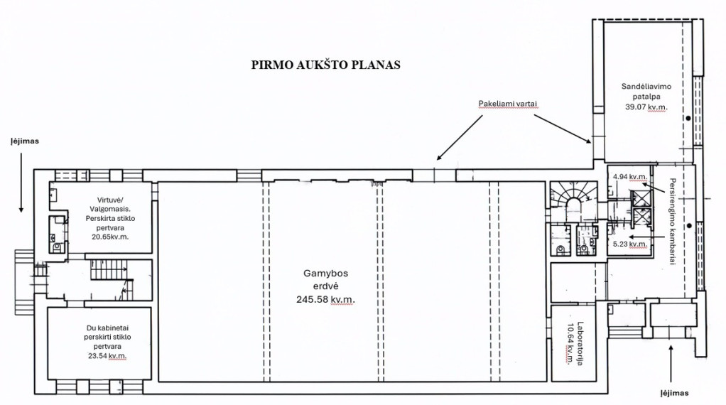 Parduodamos administracinės, gamybinės, kitos paskirties, sandėliavimo patalpos Tilto g., Stragnų II k., Klaipėdos r. sav., 477.05 m2 ploto 31