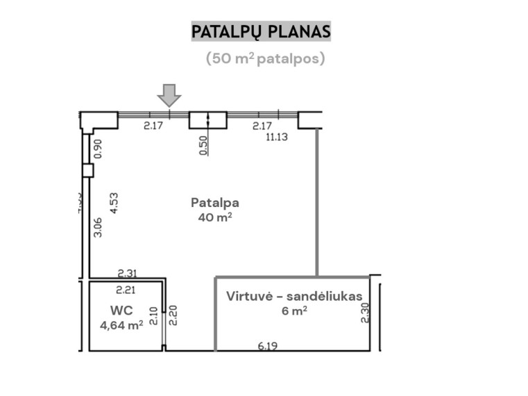 Nuomojamos administracinės, kitos paskirties, paslaugų, prekybos patalpos Manufaktūrų g., Vilniaus m., Vilniaus m. sav., 50 m2 ploto 18