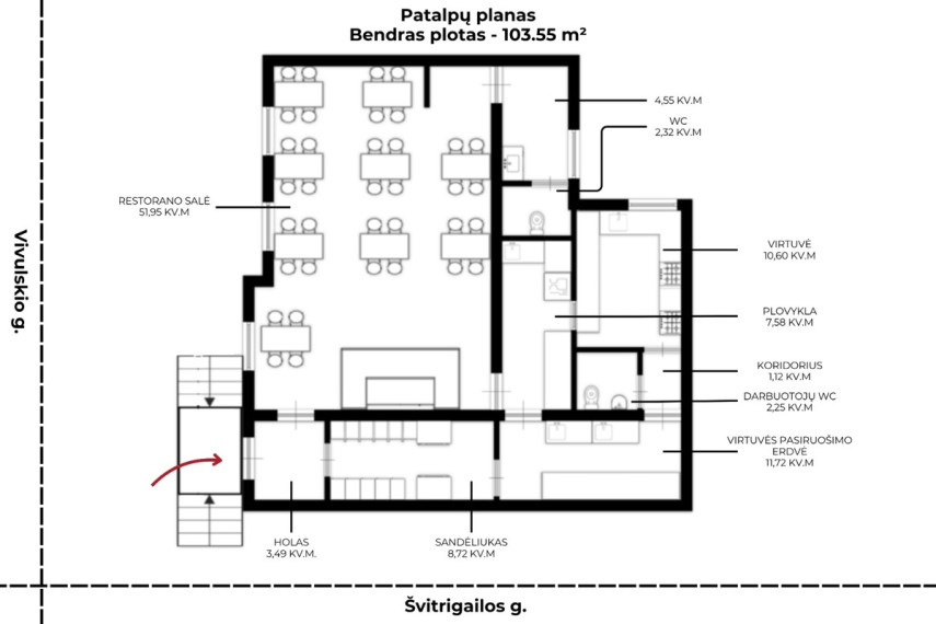 Nuomojamos administracinės, maitinimo, paslaugų, prekybos patalpos Švitrigailos g., Vilniaus m., Vilniaus m. sav., 103.55 m2 ploto 23
