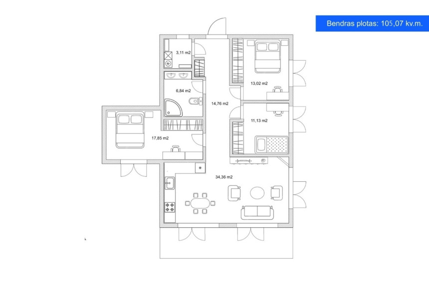 Parduodamas namas Panoramos g., Parapijoniškių k., Vilniaus r. sav., 104 m2 ploto, 1 aukštai 25