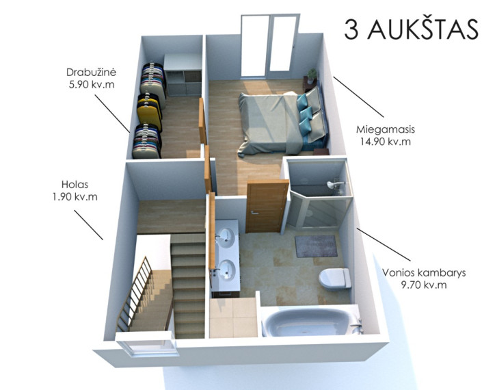 Parduodamas namas Skatulės g., Justiniškės, Vilniaus m., Vilniaus m. sav., 126.66 m2 ploto, 3 aukštai 21