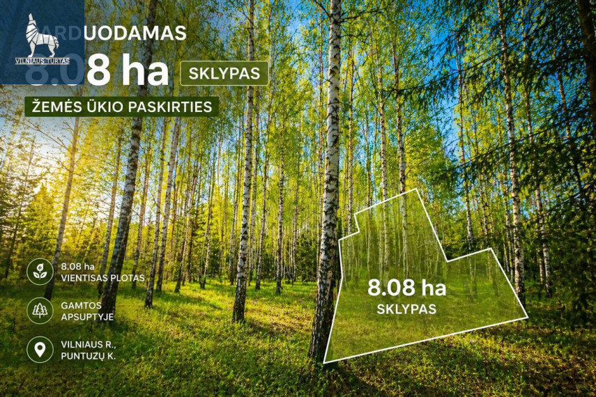 Parduodamas  sklypas Puntuzų k., Vilniaus r. sav., 808 a ploto 1