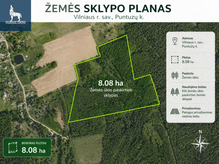 Parduodamas  sklypas Puntuzų k., Vilniaus r. sav., 808 a ploto 4