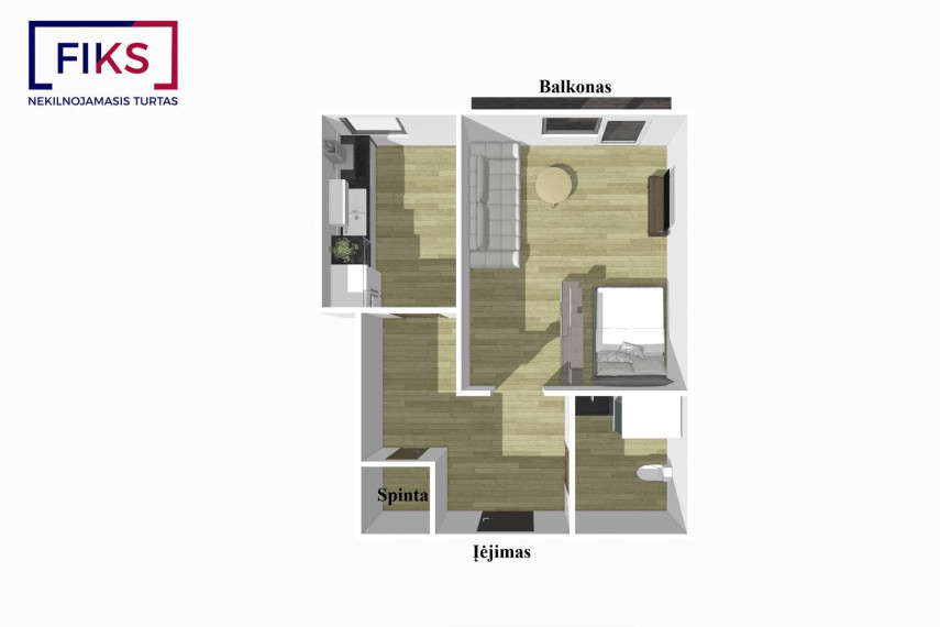 Parduodamas butas Šarkuvos g., Šilainiai, Kauno m., Kauno m. sav., 35.57 m² ploto 1 kambarys 12