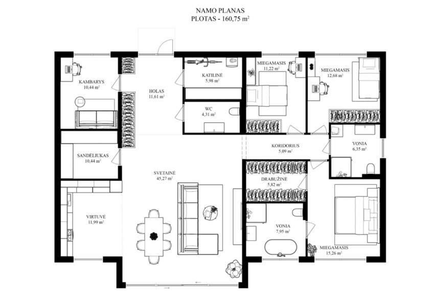 Parduodamas namas Prašiškių g., Vanaginės k., Vilniaus r. sav., 160.75 m2 ploto, 1 aukštai 18