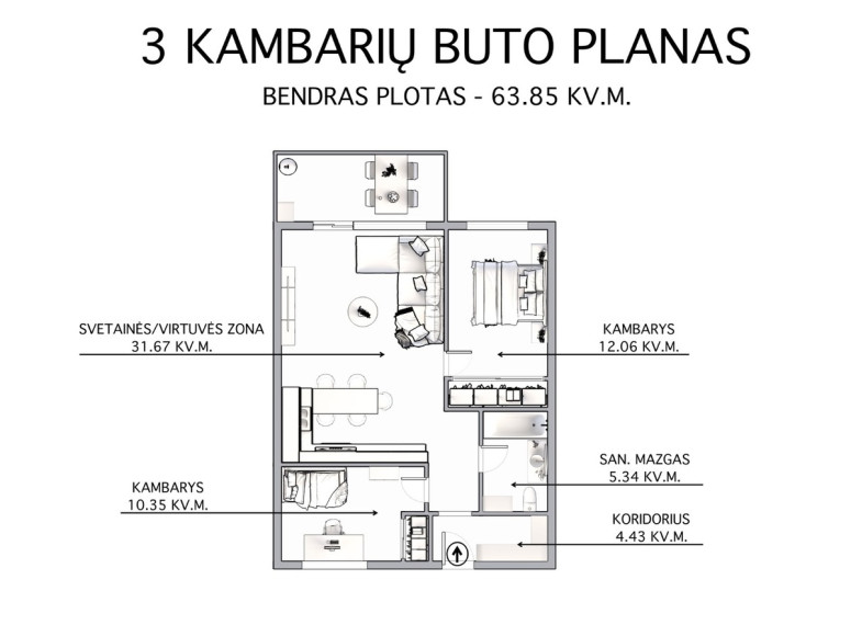Parduodamas butas Salaspilio g., Vilniaus m., Vilniaus m. sav., 64 m2 ploto, 3 kambariai 21