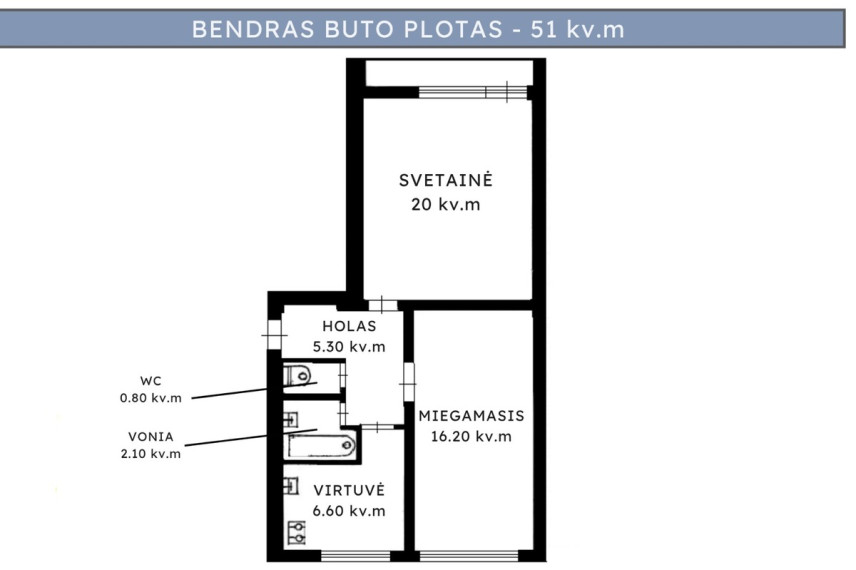 Parduodamas butas Mindaugo g., Trakų m., Trakų r. sav., 51 m2 ploto, 2 kambariai 22