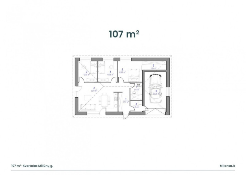 Parduodamas namas Miliūnų g., Klemiškės II k., Klaipėdos r. sav., 107 m2 ploto, 1 aukštai 4