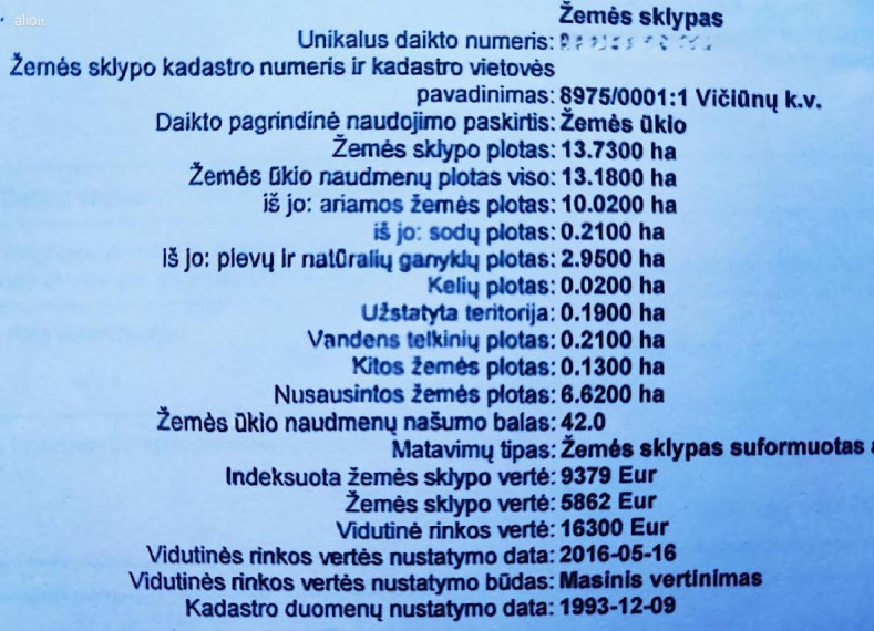 Parduodamas sklypas Mokyklos g., Alionių I k., Širvintų r. sav., 1373 a ploto 9
