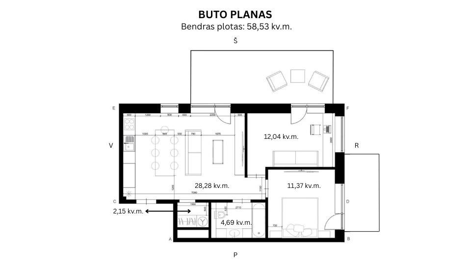 Parduodamas butas Verkių g., Vilniaus m., Vilniaus m. sav., 58.53 m2 ploto, 3 kambariai 21