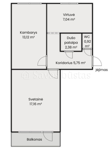 Parduodamas butas Vaižganto g., Radviliškio m., Radviliškio r. sav., 46.37 m2 ploto, 2 kambariai 22