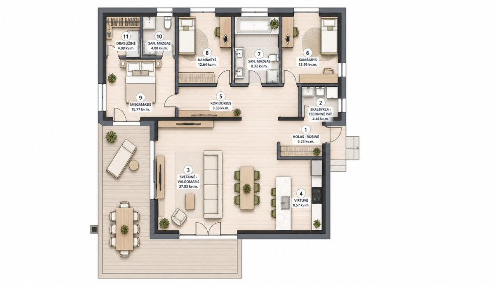 Parduodamas namas Juditos Vaičiūnaitės g., Vilniaus m., Vilniaus m. sav., 124.32 m2 ploto, 1 aukštai 15