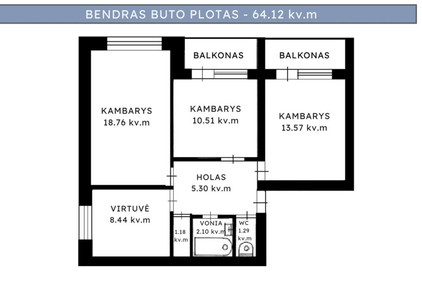 Parduodamas butas Birutės g., Trakų m., Trakų r. sav., 64.12 m2 ploto, 3 kambariai 17