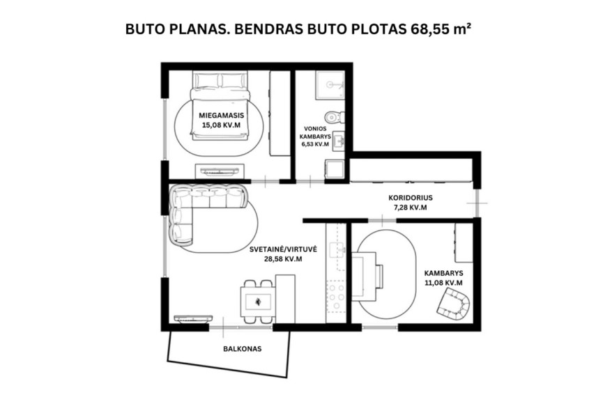 Parduodamas butas Gurių g., Vilniaus m., Vilniaus m. sav., 68.55 m2 ploto, 3 kambariai 37