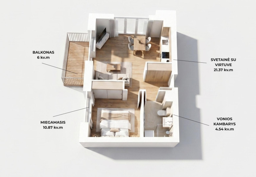 Parduodamas butas Paribio g., Žvėrynas, Vilniaus m., Vilniaus m. sav., 36.78 m² ploto 2 kambariai 28
