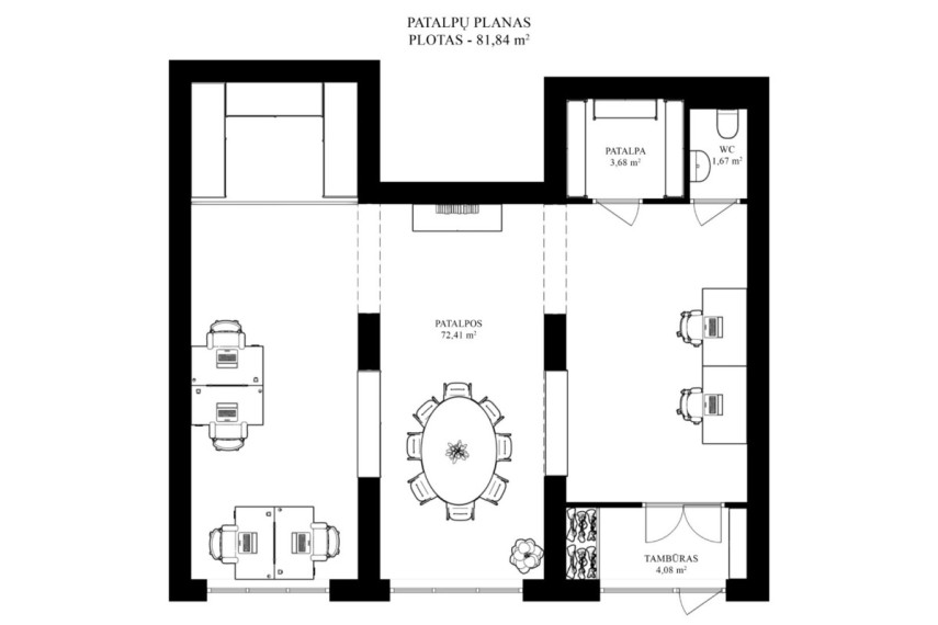 Parduodamos administracinės patalpos Vilniaus m. sav., Vilniaus m., Pašilaičiai, Laisvės pr. 117, 81.97 m2 ploto 6