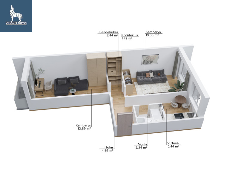 Parduodamas butas Žirmūnų g., Žirmūnai, Vilniaus m., Vilniaus m. sav., 43.98 m2 ploto, 2 kambariai 32