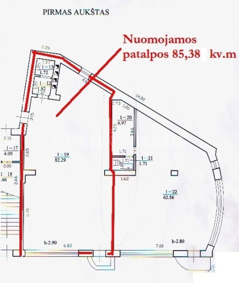 Nuomojamos administracinės, kitos paskirties patalpos Vasario 16-osios g., Centras, Panevėžio m., Panevėžio m. sav., 85.38 m2 ploto 6