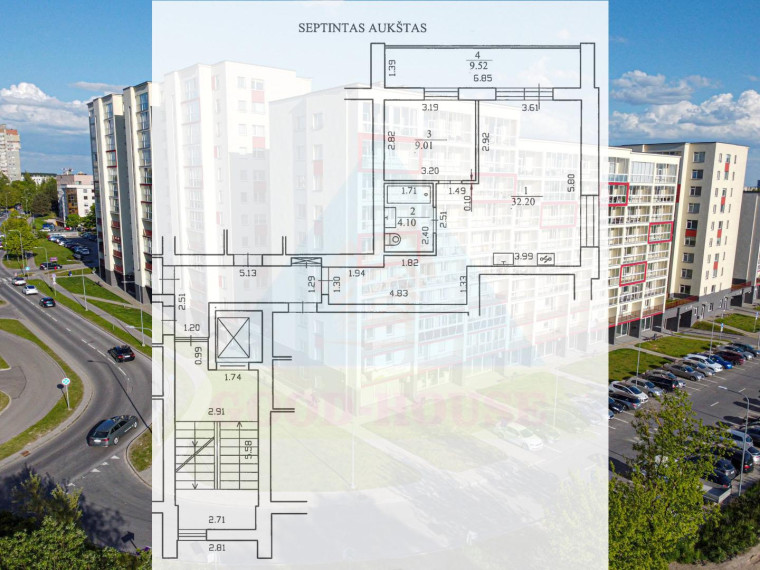 Parduodamas butas Rygos g., Justiniškės, Vilniaus m., Vilniaus m. sav., 54.83 m² ploto 2 kambariai 5