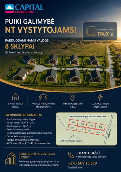 Parduodamas  sklypas Merkio g., Paluknio k., Trakų r. sav., 174.01 a ploto 1