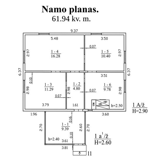 Parduodamas namas Guopio g., Kundrėnų k., Radviliškio r. sav., 61.94 m² ploto 3 kambariai 15