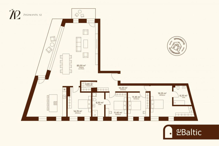 Parduodamas butas Žygimantų g., Vilniaus m., Vilniaus m. sav., 172.5 m2 ploto, 5 kambariai 11