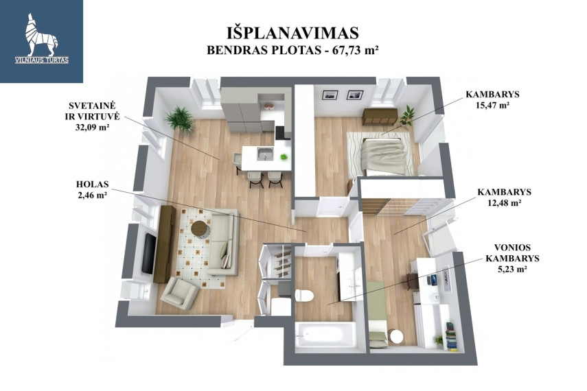 Parduodamas butas Krivių g., Užupis, Vilniaus m., Vilniaus m. sav., 68 m2 ploto, 3 kambariai 22