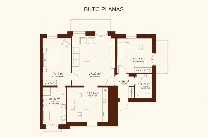 Parduodamas butas Nemenčinės pl., Nemenčinės pl., Vilniaus m., Vilniaus m. sav., 99.21 m2 ploto, 3 kambariai 21