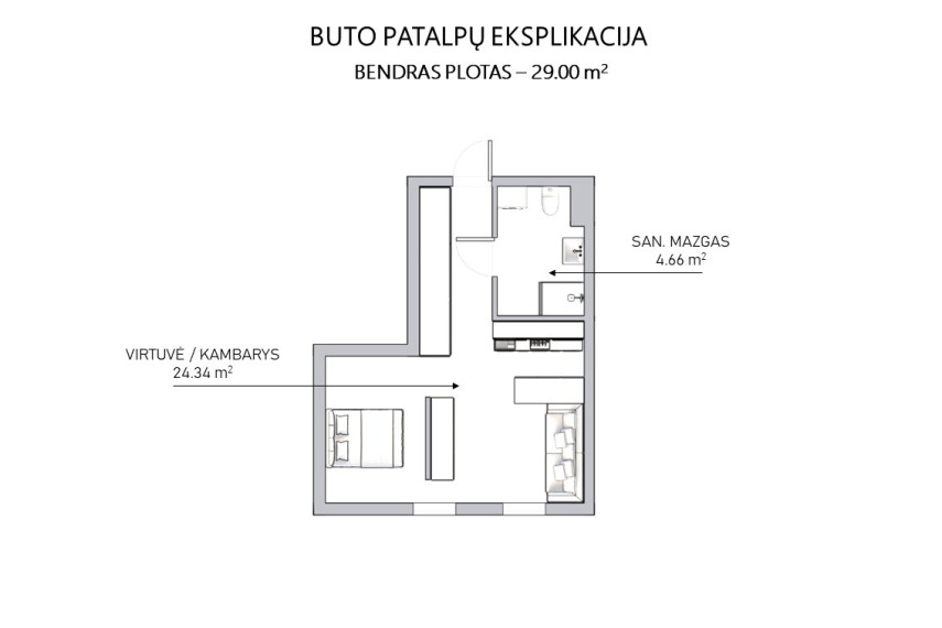 Nuomojamas butas Pulko g., Vilniaus m., Vilniaus m. sav., 29 m2 ploto, 2 kambariai 17