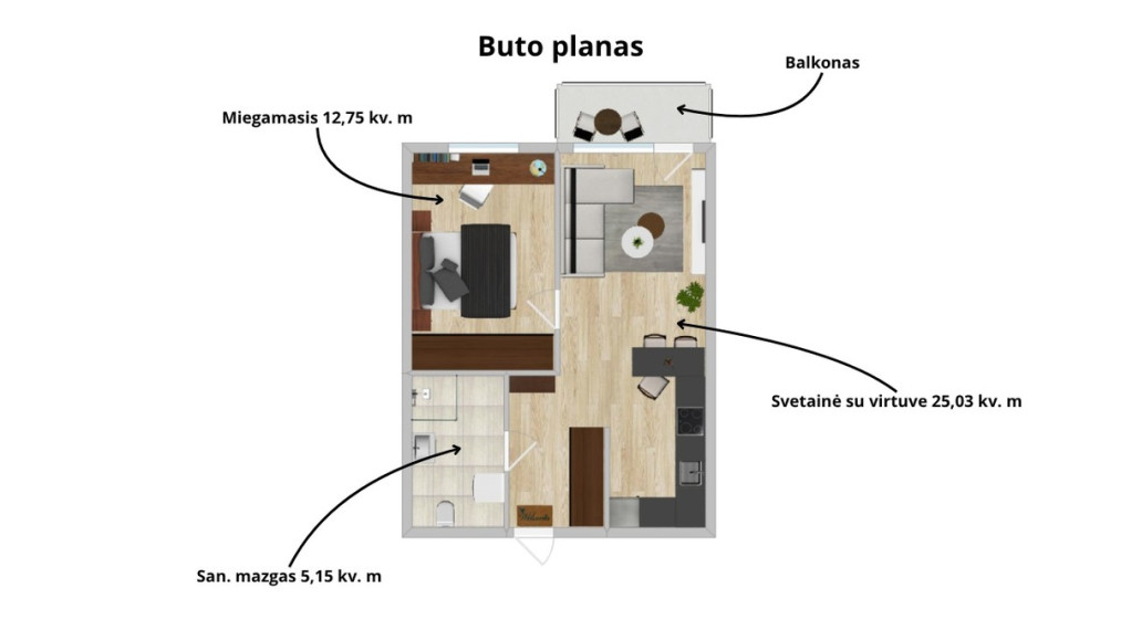 Parduodamas butas Helsinkio g., Vilniaus m., Vilniaus m. sav., 42.93 m2 ploto, 2 kambariai 34
