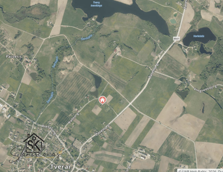 PARDUODAMA SODYBA SU 4.39 HA  ŽEMĖS RIETAVO SAV., TVERUOSE, ŽARĖNŲ G. 12 30