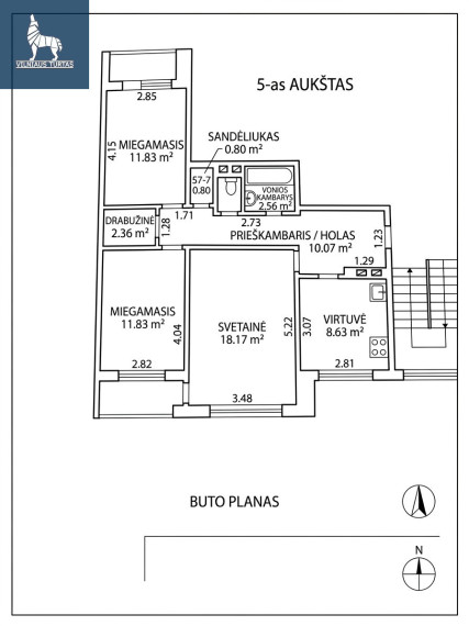 Parduodamas butas Vilniaus r. sav., Skaidiškių k., Sodų g., 66.7 m2 ploto, 3 kambariai 14