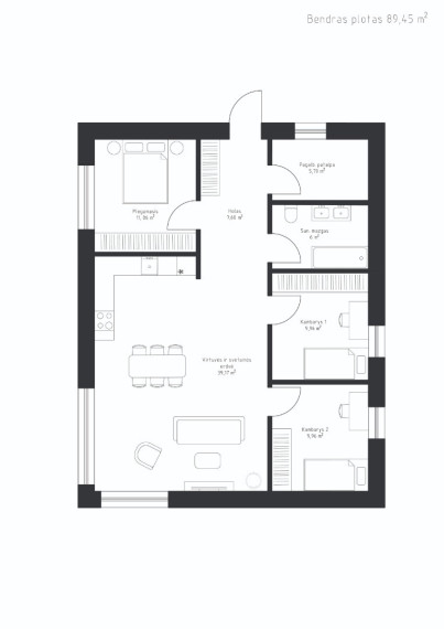 Parduodamas namas Tylioji g., Slengių k., Klaipėdos r. sav., 89.45 m2 ploto, 1 aukštai 4