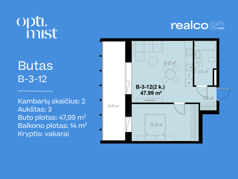 Parduodamas butas Parodų g., Lazdynai, Vilniaus m., Vilniaus m. sav., 47.99 m² ploto 2 kambariai 3