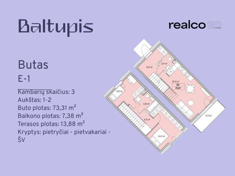 Parduodamas butas Didlaukio g., Baltupiai, Vilniaus m., Vilniaus m. sav., 73.31 m² ploto 3 kambariai 2