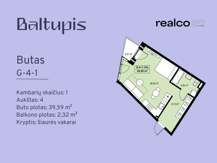 Parduodamas butas Didlaukio g., Baltupiai, Vilniaus m., Vilniaus m. sav., 39.59 m² ploto 1 kambarys 2
