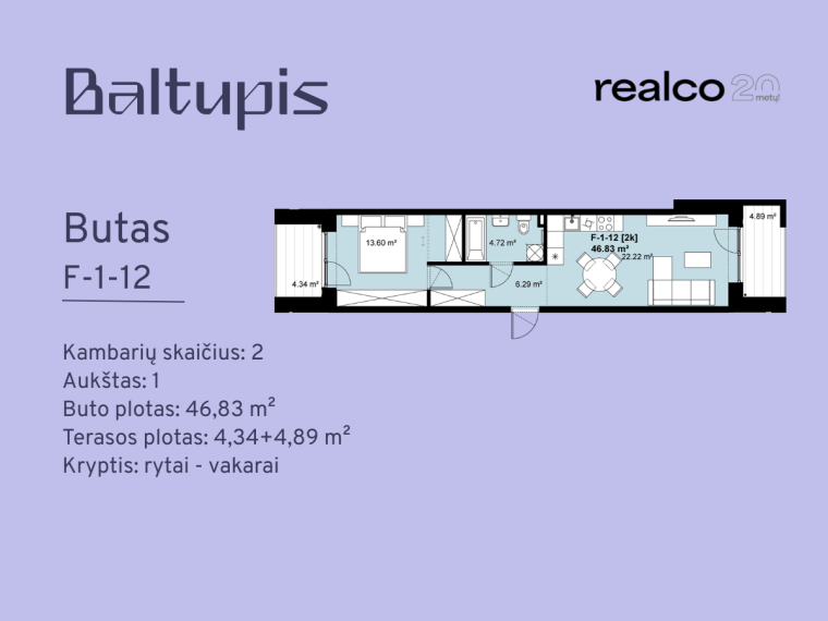Parduodamas butas Didlaukio g., Baltupiai, Vilniaus m., Vilniaus m. sav., 46.83 m² ploto 2 kambariai 2