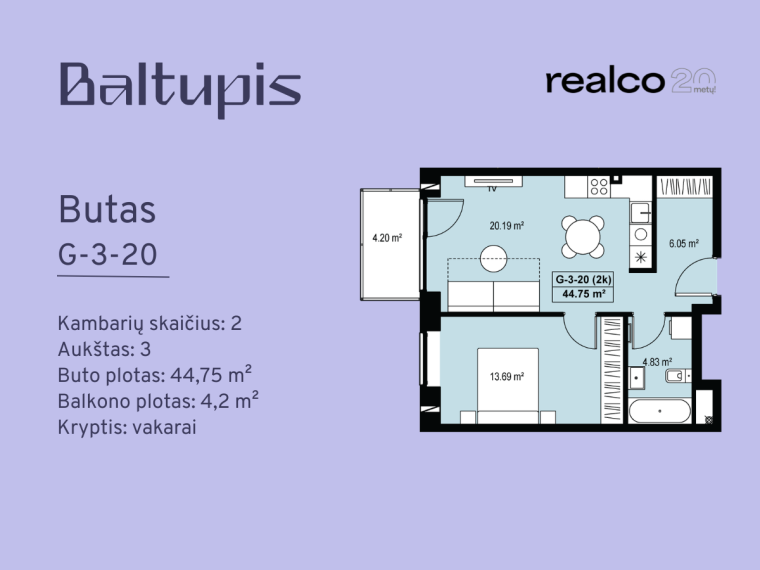 Parduodamas butas Didlaukio g., Baltupiai, Vilniaus m., Vilniaus m. sav., 44.75 m² ploto 2 kambariai 2