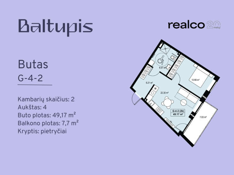 Parduodamas butas Didlaukio g., Baltupiai, Vilniaus m., Vilniaus m. sav., 49.17 m² ploto 2 kambariai 2