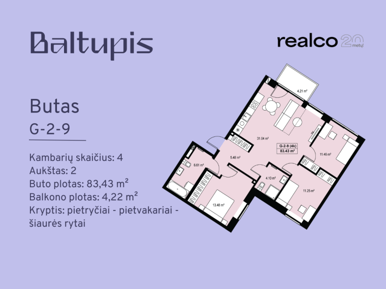 Parduodamas butas Didlaukio g., Baltupiai, Vilniaus m., Vilniaus m. sav., 83.43 m² ploto 4 kambariai 2