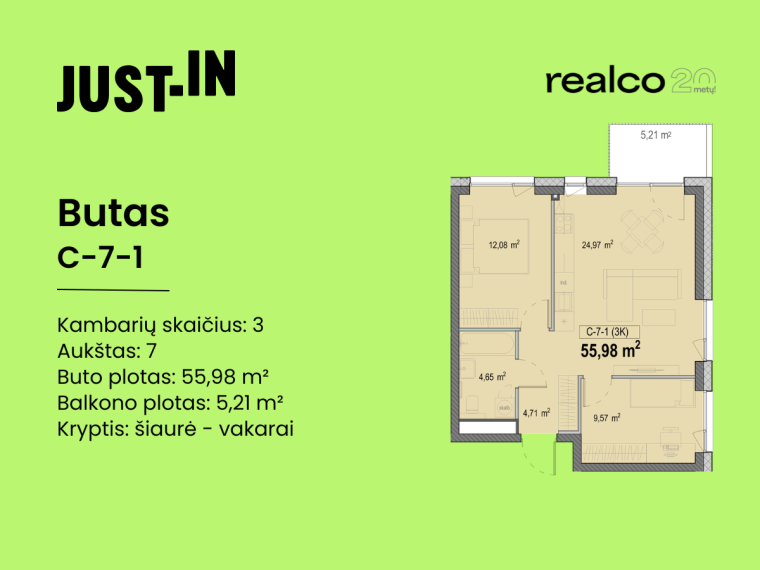 Parduodamas butas Virbeliškių g., Pašilaičiai, Vilniaus m., Vilniaus m. sav., 55.98 m² ploto 3 kambariai 2