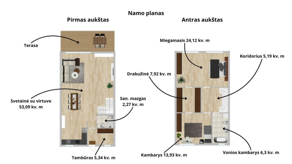 Parduodamas namas Pakalnės g., Lentvario m., Trakų r. sav., 118.16 m2 ploto, 2 aukštai 33