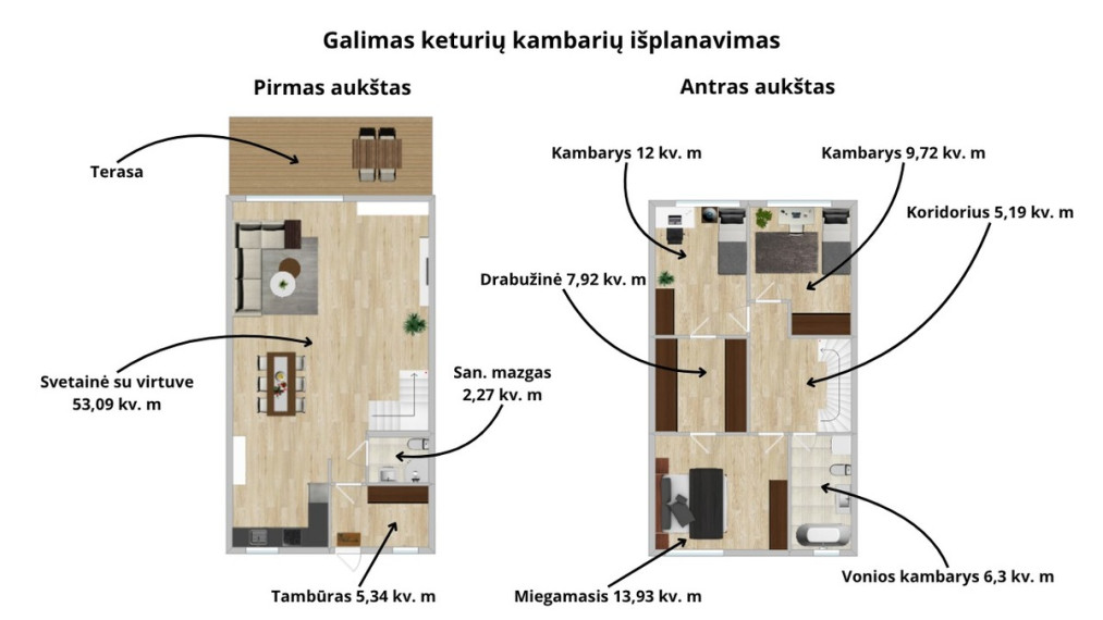 Parduodamas namas Pakalnės g., Lentvario m., Trakų r. sav., 118.16 m2 ploto, 2 aukštai 34