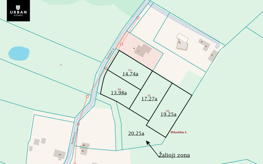 Parduodamas sklypas Šiaudinės g., Mikutiškių k., 13.98 a ploto 2