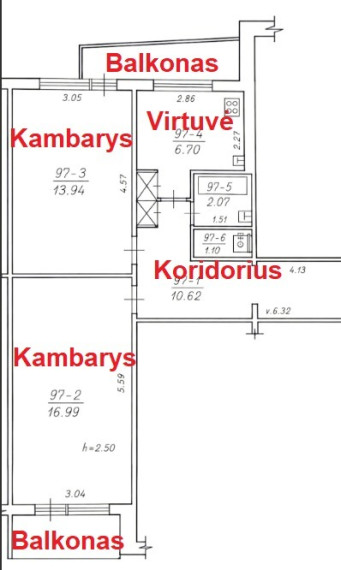 Parduodamas butas V. Krėvės pr., Kauno m., Kauno m. sav., 51.42 m2 ploto, 2 kambariai 11