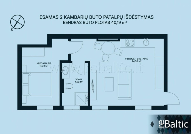 Parduodamas butas Preilos g., Neringos m., Neringos sav., 40.19 m2 ploto, 2 kambariai 23