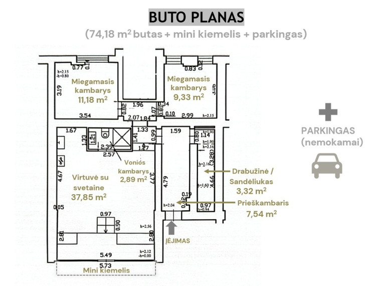 Parduodamas butas Fabijoniškių g., Fabijoniškės, Vilniaus m., Vilniaus m. sav., 74.18 m2 ploto, 3 kambariai 37