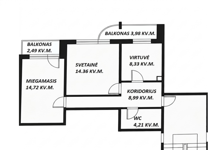 Parduodamas butas Taikos g., Justiniškės, Vilniaus m., Vilniaus m. sav., 50.61 m² ploto 2 kambariai 2