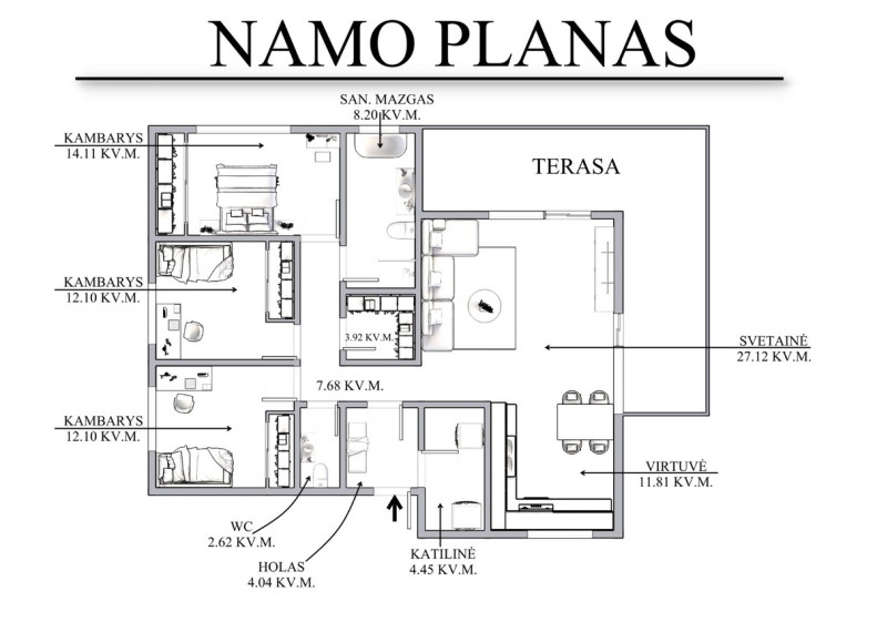 Parduodamas namas Nemenčinės g., Ažulaukės k., Vilniaus r. sav., 108.15 m2 ploto, 1 aukštai 11